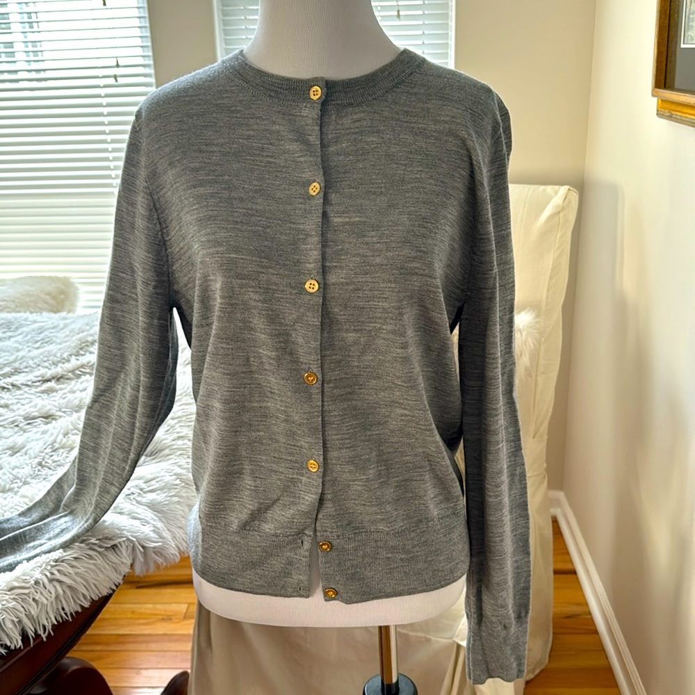 Gray fine merino wool J.crew cardigan.